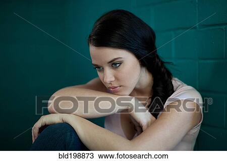 Depressed woman thinking View Large Photo Image Stock Image - Depressed woman thinking. Fotosearch