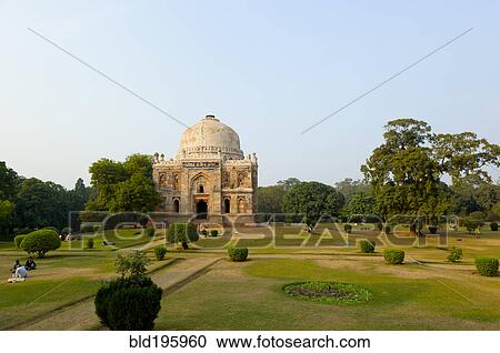 Stock Image - Domed Sheesh Gumbad tomb and gardens. Fotosearch