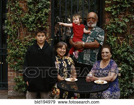 Stock Photo - Family together in backyard. Fotosearch
