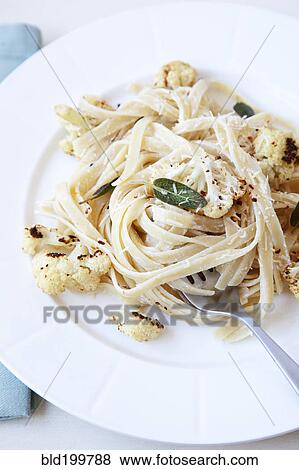 Stock Photo - Fettucini on plate with fork. Fotosearch
