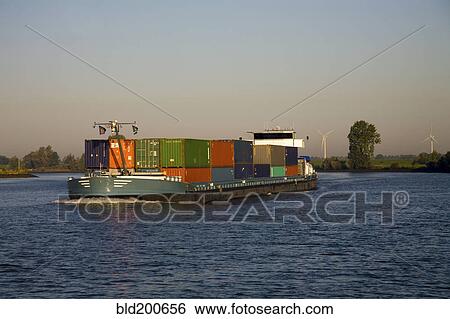 Freight containers on barge View Large Photo Image Stock Photograph - Freight containers on barge. Fotosearch