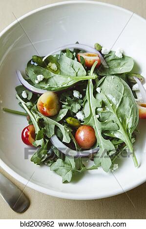 Green salad with cherries View Large Photo Image Stock Image - Green salad with cherries. Fotosearch