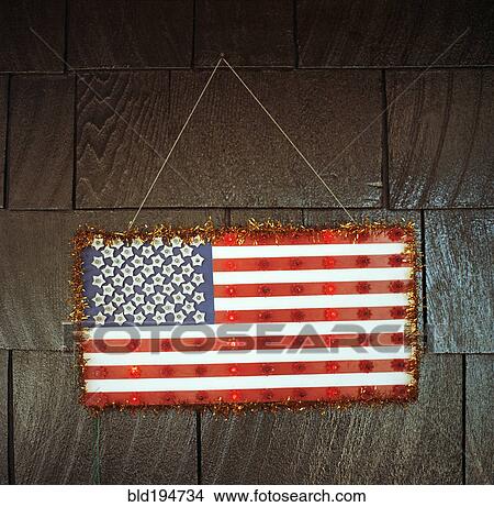 Handmade American flag hanging on wall View Large Photo Image Picture - Handmade American flag hanging on wall. Fotosearch