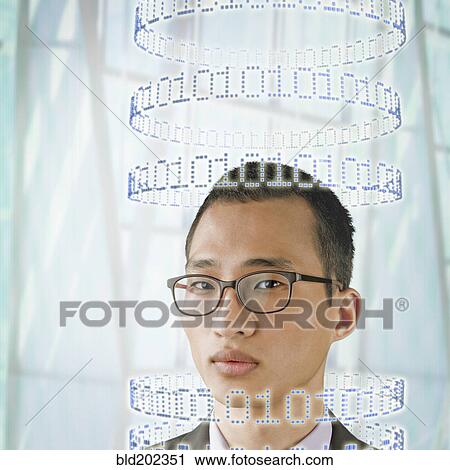 Korean businessman surrounded by circles of binary code View Large Photo Image Stock Image - Korean businessman surrounded by circles of binary code. Fotosearch