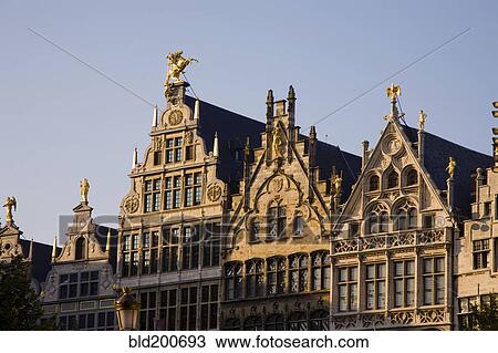 Stock Image - Ornate buildings against blue sky. Fotosearch