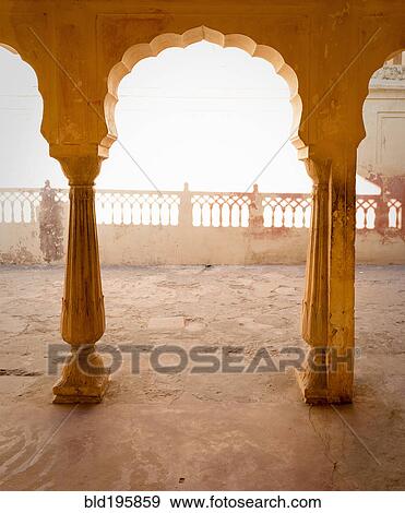 Ornate Indian arch and courtyard View Large Photo Image Stock Photo - Ornate Indian arch and courtyard. Fotosearch