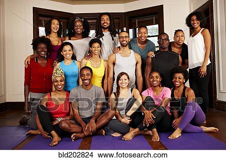 People smiling together in yoga class View Large Photo Image Picture - People smiling together in yoga class. Fotosearch