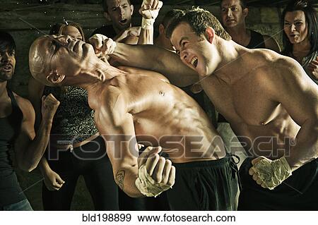 People watching boxer hitting opponent on the jaw View Large Photo Image Stock Photo - People watching boxer hitting opponent on the jaw. Fotosearch