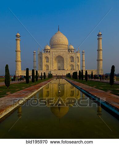 Stock Image - Pond reflection at Taj Mahal. Fotosearch