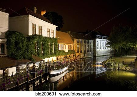Stock Image - Quaint buildings along canal. Fotosearch