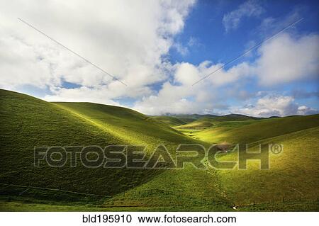 Stock Image - Rolling green hills. Fotosearch