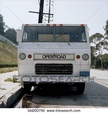 RV parked on roadside View Large Photo Image Stock Photograph - RV parked on roadside. Fotosearch
