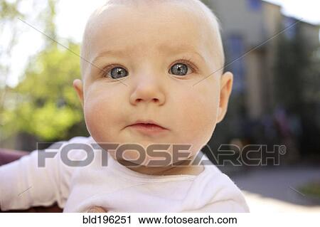 Stock Image - Serious Caucasian baby. Fotosearch