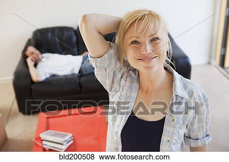 Stock Photo - Smiling Caucasian woman. Fotosearch