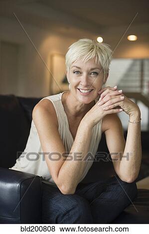 Stock Photo - Smiling Caucasian woman. Fotosearch