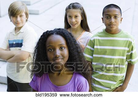 Smiling children outdoors View Large Photo Image Stock Photo - Smiling children outdoors. Fotosearch