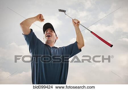Caucasian golfer cheering View Large Photo Image Picture - Caucasian golfer cheering. Fotosearch