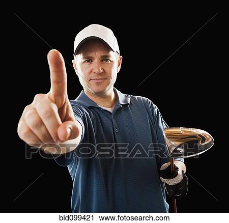 Caucasian golfer making Number 1 gesture View Large Photo Image Stock Image - Caucasian golfer making Number 1 gesture. Fotosearch