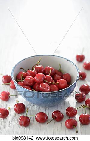 Stock Image - Cherries in bowl. Fotosearch
