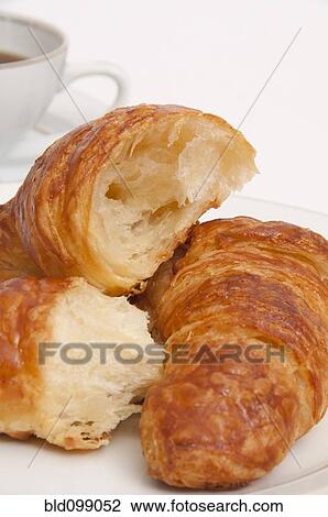 Stock Image - Close up of fresh croissants. Fotosearch