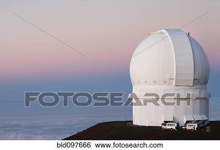 Stock Photograph - Observatory on hilltop over ocean. Fotosearch
