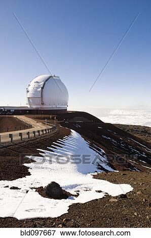 Stock Photo - Observatory on snowy hilltop. Fotosearch