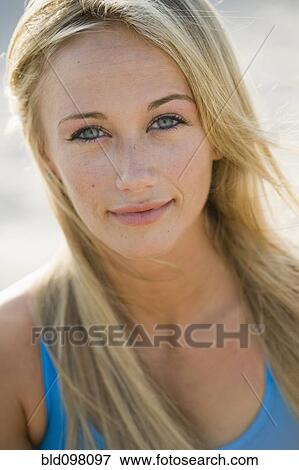 Stock Photo - Smiling Caucasian woman. Fotosearch