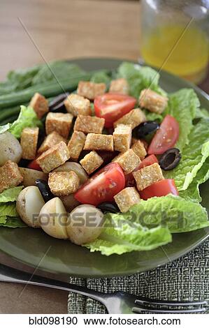 Stock Image - Soy tempeh salad. Fotosearch