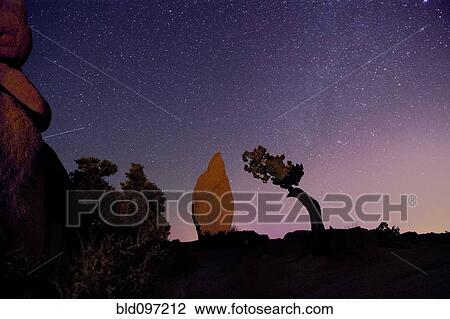 Stock Image - Stars in sky over desert. Fotosearch