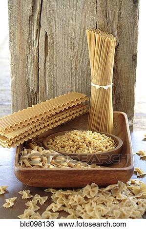Various types of pasta noodles View Large Photo Image Stock Photograph - Various types of pasta noodles. Fotosearch