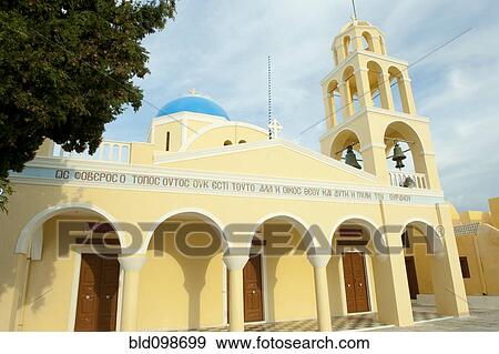 Yellow orthodox Greek church View Large Photo Image Stock Photo - Yellow orthodox Greek church. Fotosearch