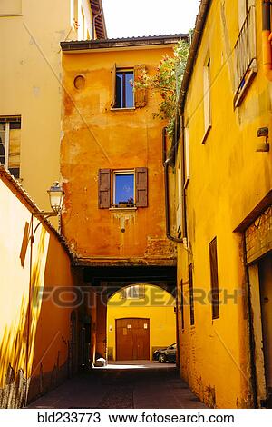 Stock Image - "Alley in Bologna, Emilia-Romagna, Italy". Fotosearch