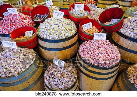 Barrels of taffy in store View Large Photo Image Stock Photo - Barrels of taffy in store. Fotosearch