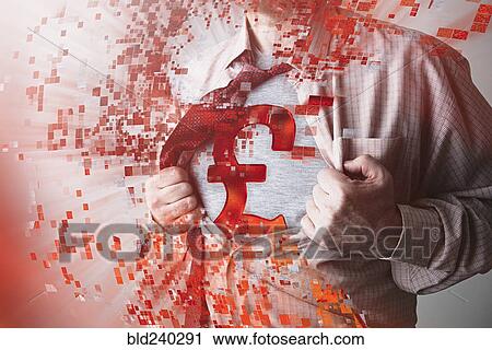 Caucasian businessman opening shirt revealing British pound symbol View Large Photo Image Stock Image - Caucasian businessman opening shirt revealing British pound symbol. Fotosearch