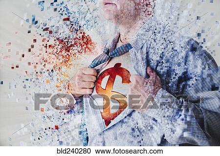 Caucasian superhero opening shirt exposing dollar sign View Large Photo Image Stock Image - Caucasian superhero opening shirt exposing dollar sign. Fotosearch