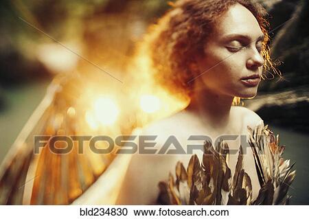 Caucasian woman with angel wings View Large Photo Image Stock Image - Caucasian woman with angel wings. Fotosearch