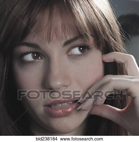 Close up of curious Caucasian woman View Large Photo Image Picture - Close up of curious Caucasian woman. Fotosearch
