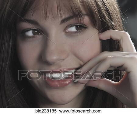Close up of smiling Caucasian woman View Large Photo Image Stock Photography - Close up of smiling Caucasian woman. Fotosearch