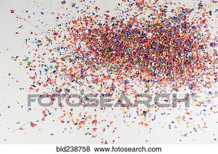 Confetti on white floor View Large Photo Image Stock Photo - Confetti on white floor. Fotosearch