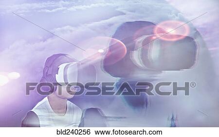 Double exposure of Mixed Race boy wearing virtual reality goggles View Large Photo Image Stock Photograph - Double exposure of Mixed Race boy wearing virtual reality goggles. Fotosearch