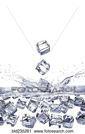 Falling ice cubes splashing into water and floating View Large Photo Image Stock Image - Falling ice cubes splashing into water and floating. Fotosearch