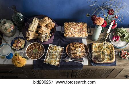 Food on buffet table View Large Photo Image Stock Photo - Food on buffet table. Fotosearch