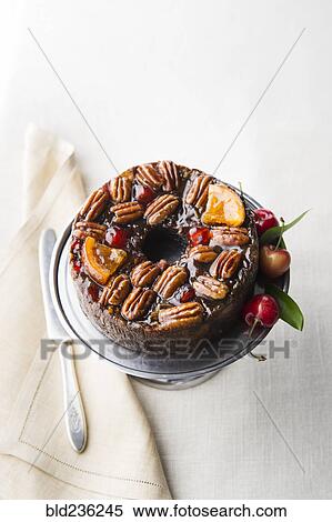 Stock Photography - Fruit cake with cherries. Fotosearch