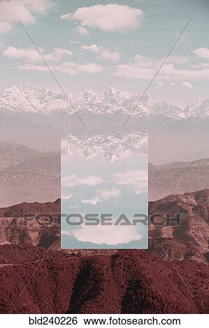 Stock Photograph - "Glitch effect in mountains, Kathmandu Valley, Kathmandu, Nepal". Fotosearch
