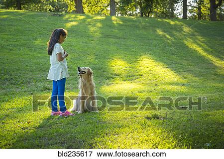 Hispanic girl training dog on hill View Large Photo Image Stock Photo - Hispanic girl training dog on hill. Fotosearch