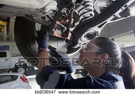Stock Photo - Hispanic mechanic repairing car. Fotosearch