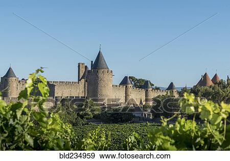 Stock Photo - "Medieval fortified city of Carcassonne, Languedoc-Roussillon, France". Fotosearch