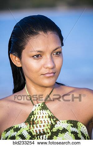 Mixed Race woman with wet hair View Large Photo Image Picture - Mixed Race woman with wet hair. Fotosearch