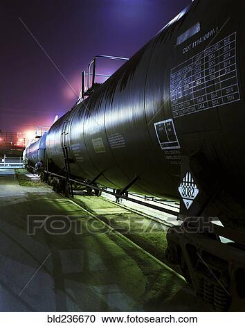 Stock Image - Oil tanks on railroad tracks. Fotosearch