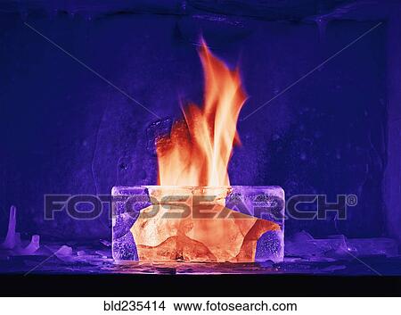 Orange flame burning in purple ice View Large Photo Image Picture - Orange flame burning in purple ice. Fotosearch